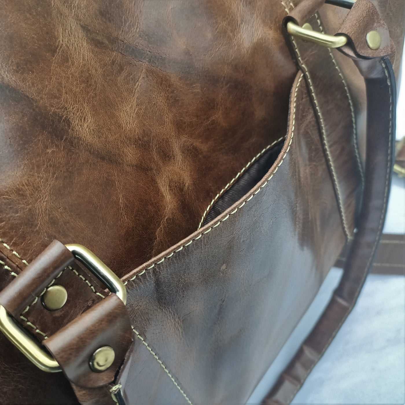 Crazy Horse Leather Mini Duffel Bag