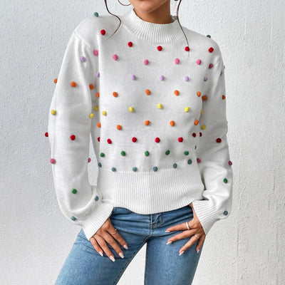 Avencea | Playful Knit Pom-Pom Sweater for Casual Styles