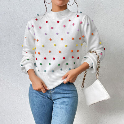 Avencea | Playful Knit Pom-Pom Sweater for Casual Styles