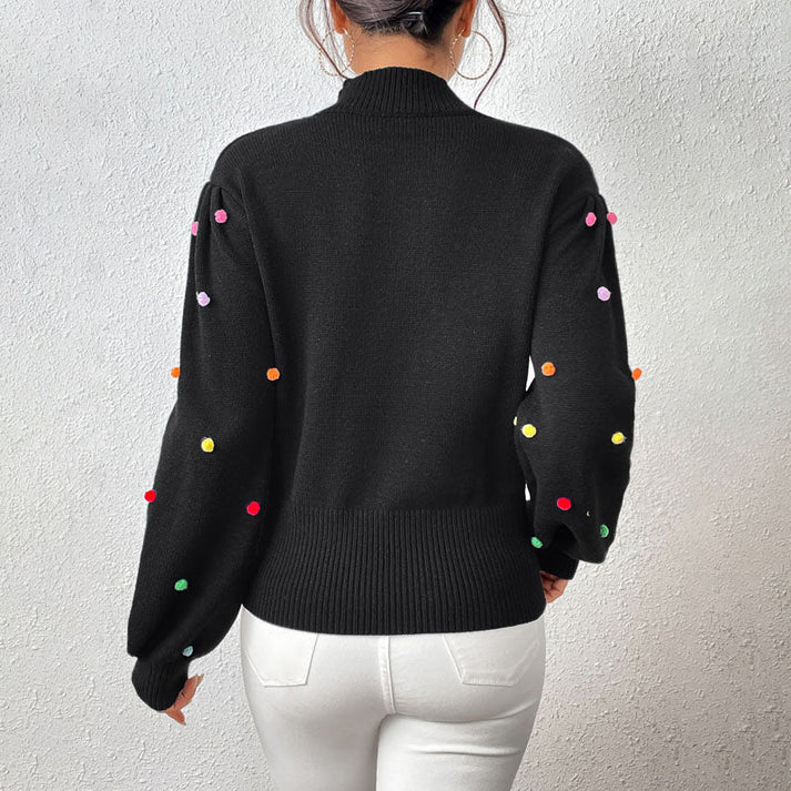 Avencea | Playful Knit Pom-Pom Sweater for Casual Styles