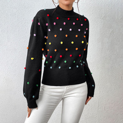 Avencea | Playful Knit Pom-Pom Sweater for Casual Styles