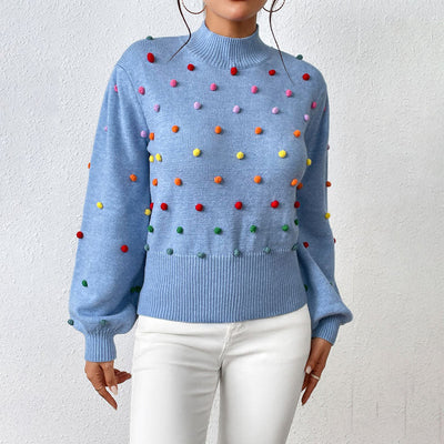 Avencea | Playful Knit Pom-Pom Sweater for Casual Styles