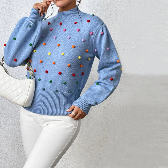Avencea | Playful Knit Pom-Pom Sweater for Casual Styles