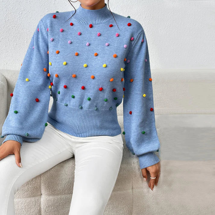 Avencea | Playful Knit Pom-Pom Sweater for Casual Styles