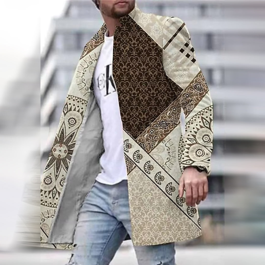 Avencea - Long men's coat with unique prints