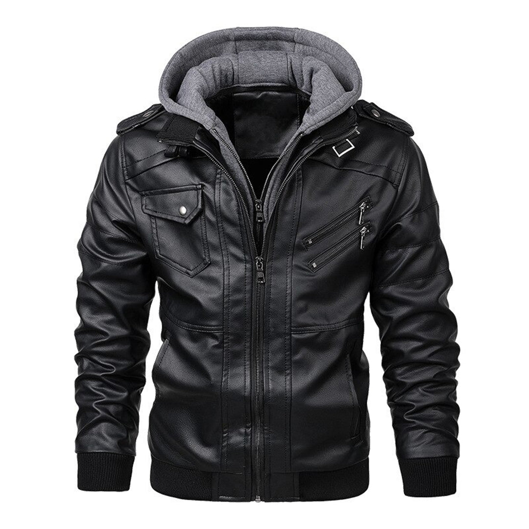 Avencea - Herens leather jacket with hood for optimal style and warmth