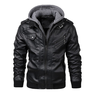 Avencea - Herens leather jacket with hood for optimal style and warmth