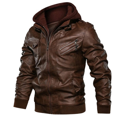 Avencea - Herens leather jacket with hood for optimal style and warmth