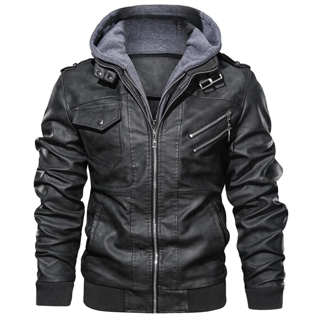 Avencea - Herens leather jacket with hood for optimal style and warmth