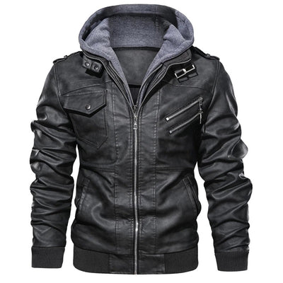 Avencea - Herens leather jacket with hood for optimal style and warmth