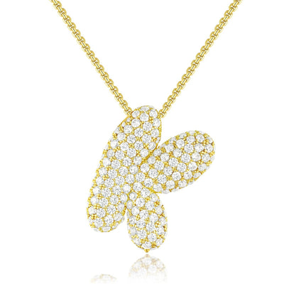 14K Gold Bubble Letter Necklace