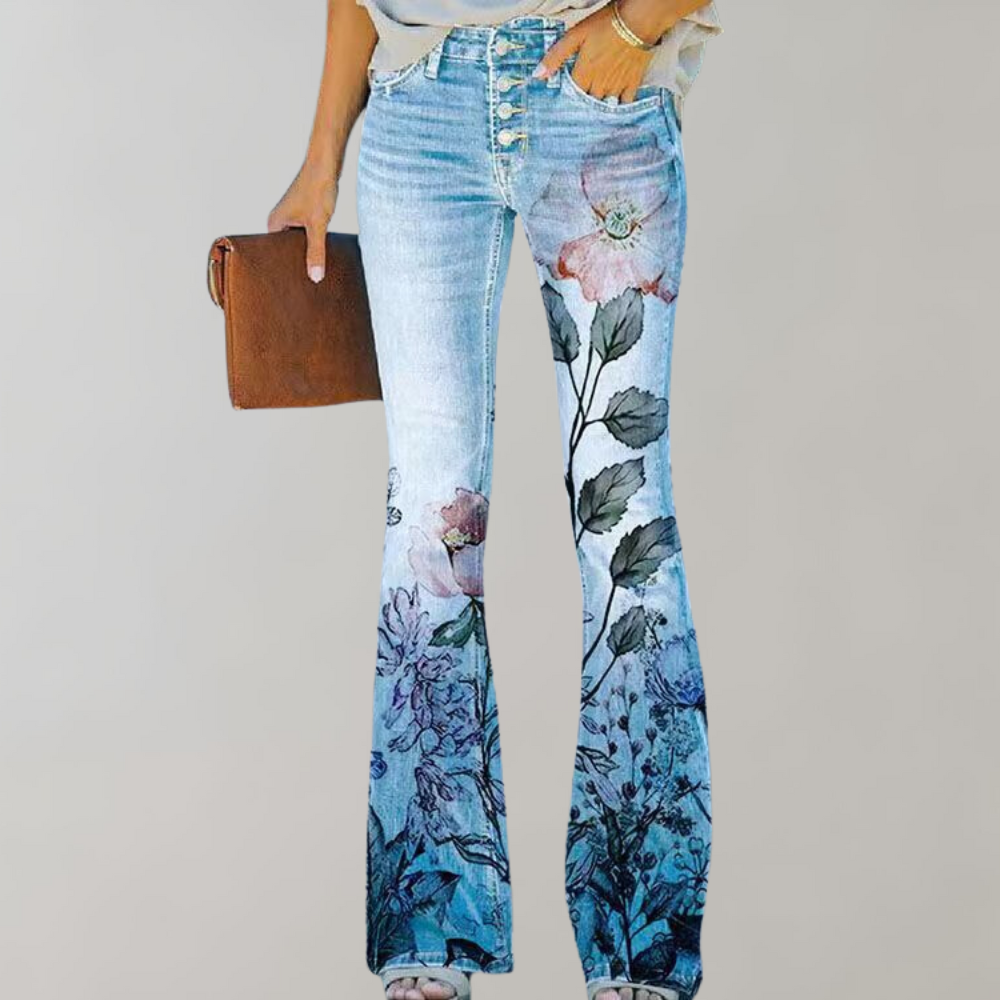 Avencea - Women's Flare Pants with Vibrant Prints