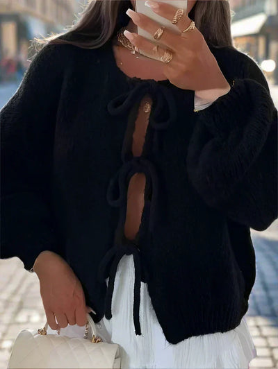 Jasmine | Women’s Chunky Winter Knotted Front Cardigan