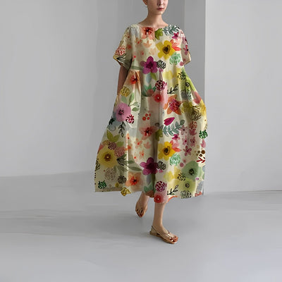 Avencea - Boho Floral Dress - Loose Fit Dress