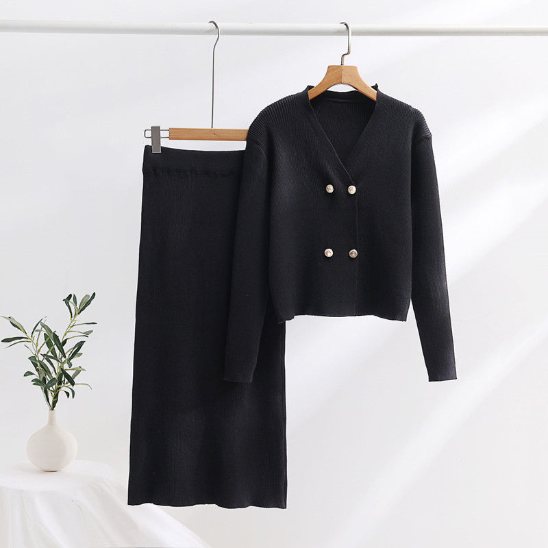 Selva Luna – Ribbed Knit Cardigan & Skirt Set