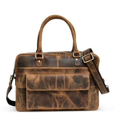 Hunter Brown Leather Laptop Bag