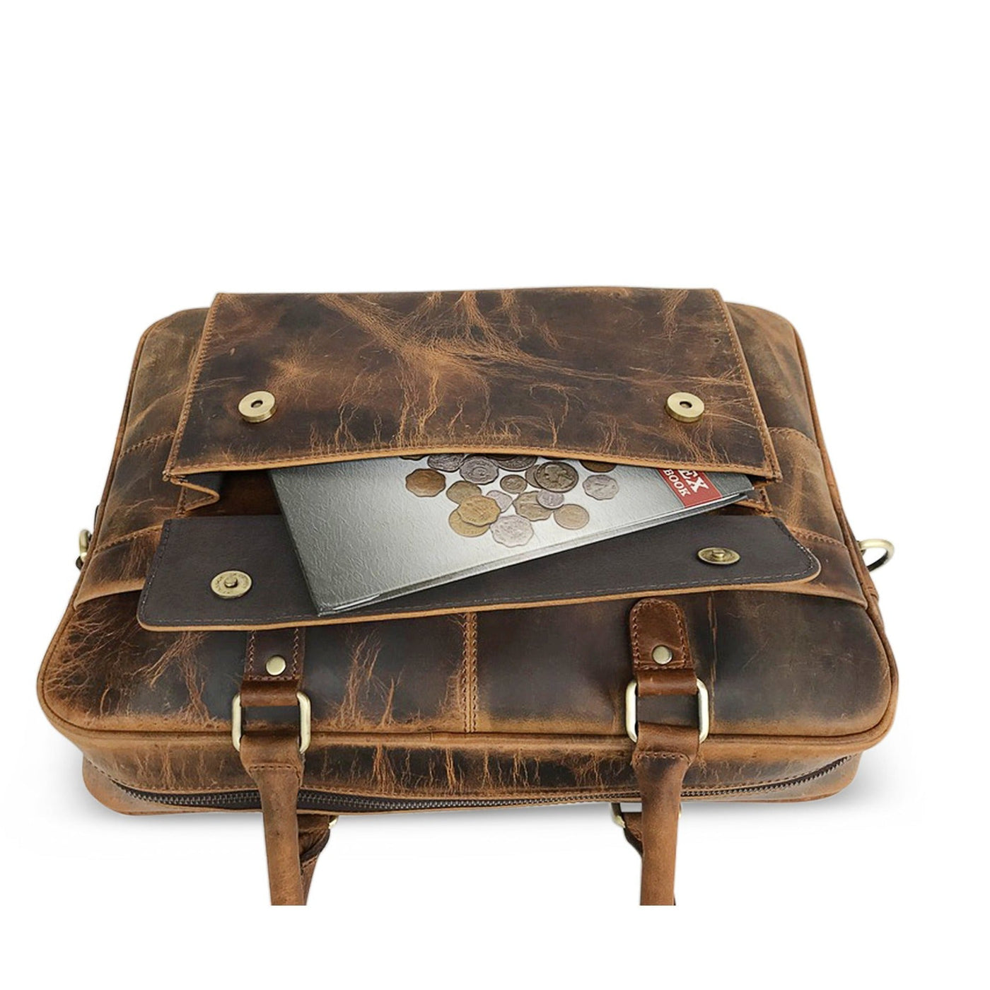 Hunter Brown Leather Laptop Bag