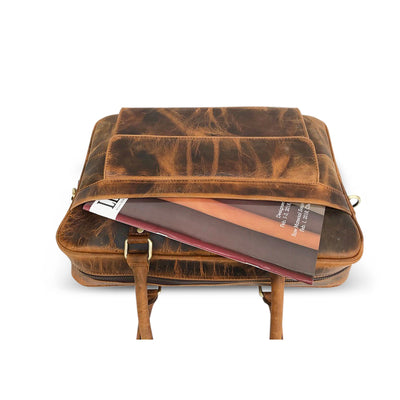 Hunter Brown Leather Laptop Bag