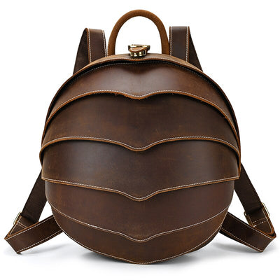 Leather Backpack Beetle Style Women Rucksack