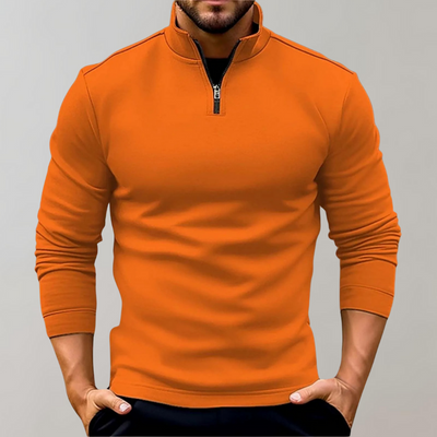 Avencea - Warm men's sweater with zipper and low collar