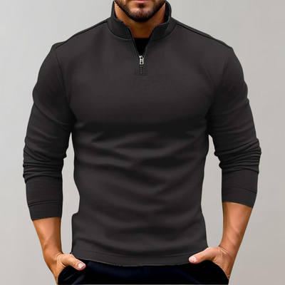 Avencea - Warm men's sweater with zipper and low collar