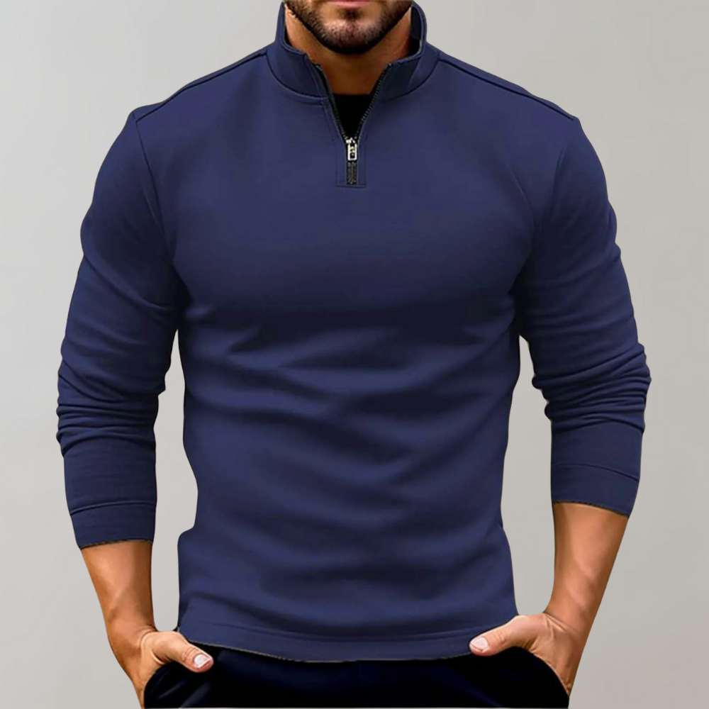 Avencea - Warm men's sweater with zipper and low collar