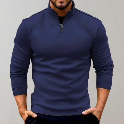 Avencea - Warm men's sweater with zipper and low collar