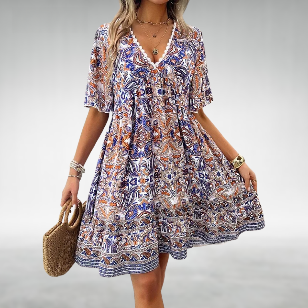 HANNAH | RELAXED BOHO V-NECK DRESS