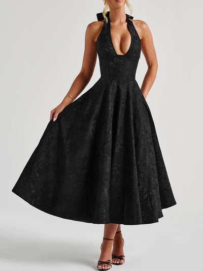 Esmeralda | Halter Sleeveless Midi Dress