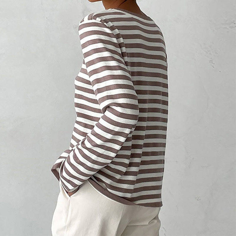 Avencea - Elegant Striped T-Shirt - Lightweight Fabric