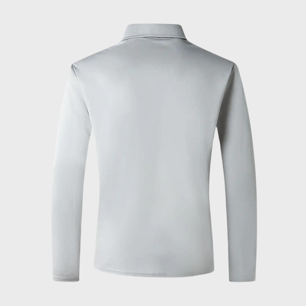 Avencea - Long Sleeve Polo Shirt with Collar