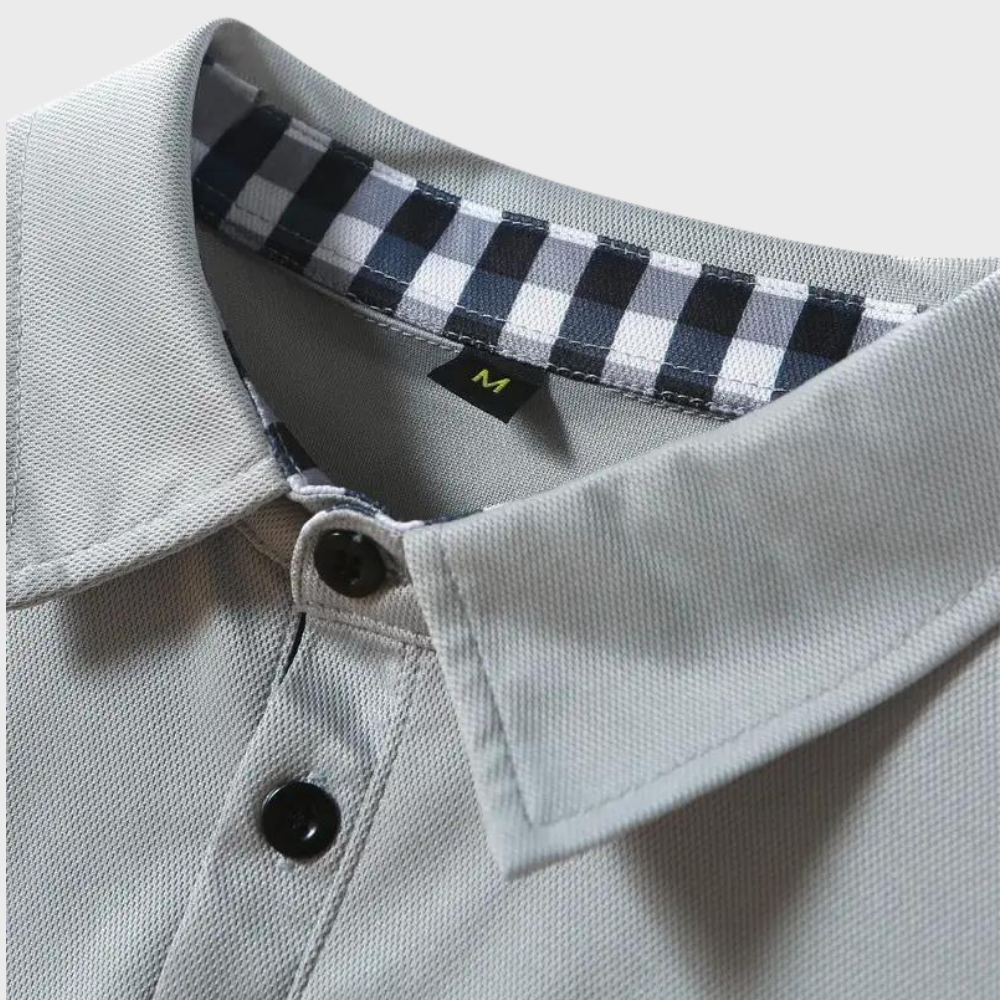 Avencea - Long Sleeve Polo Shirt with Collar