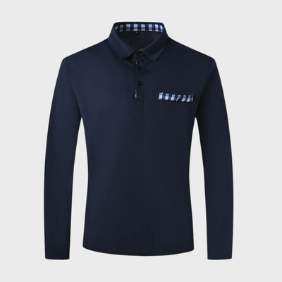 Avencea - Long Sleeve Polo Shirt with Collar