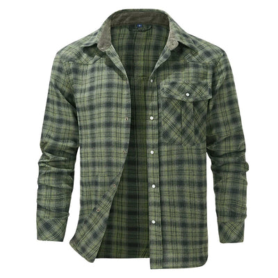 Men’s Casual Button-up Flannel Shirt with Lumberjack Pattern