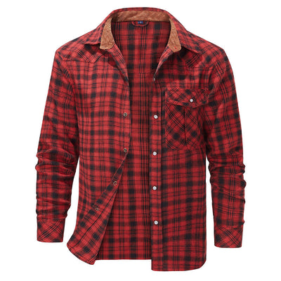 Men’s Casual Button-up Flannel Shirt with Lumberjack Pattern