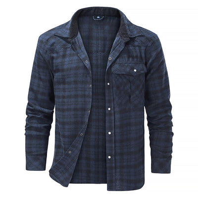 Men’s Casual Button-up Flannel Shirt with Lumberjack Pattern