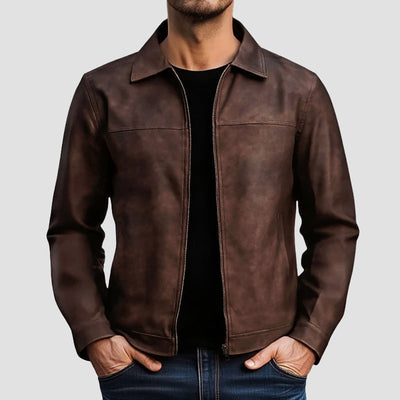 Men’s Faux Leather Biker Jacket with Tailored Fit