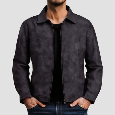 Men’s Faux Leather Biker Jacket with Tailored Fit