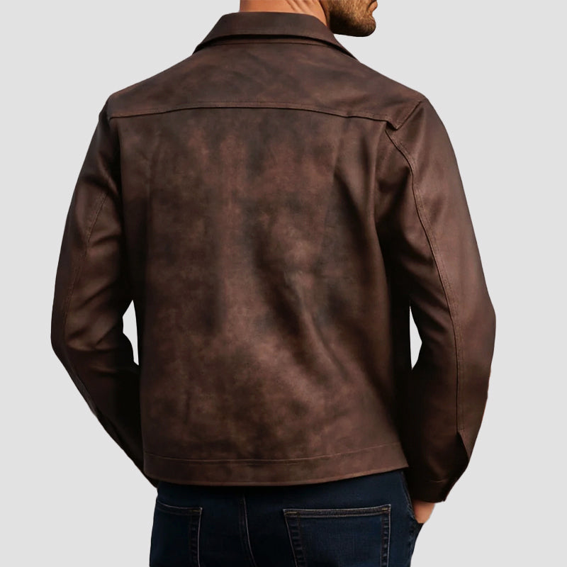 Men’s Faux Leather Biker Jacket with Tailored Fit