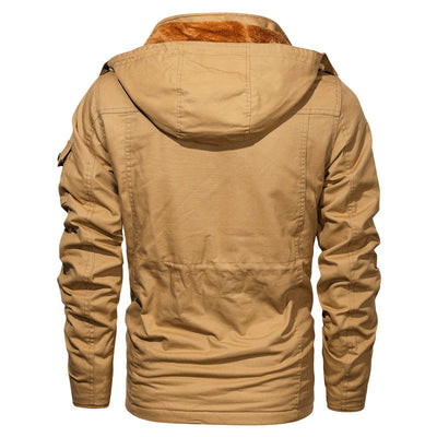 Men’s Military-Style Cotton Jacket with Fleece Lining
