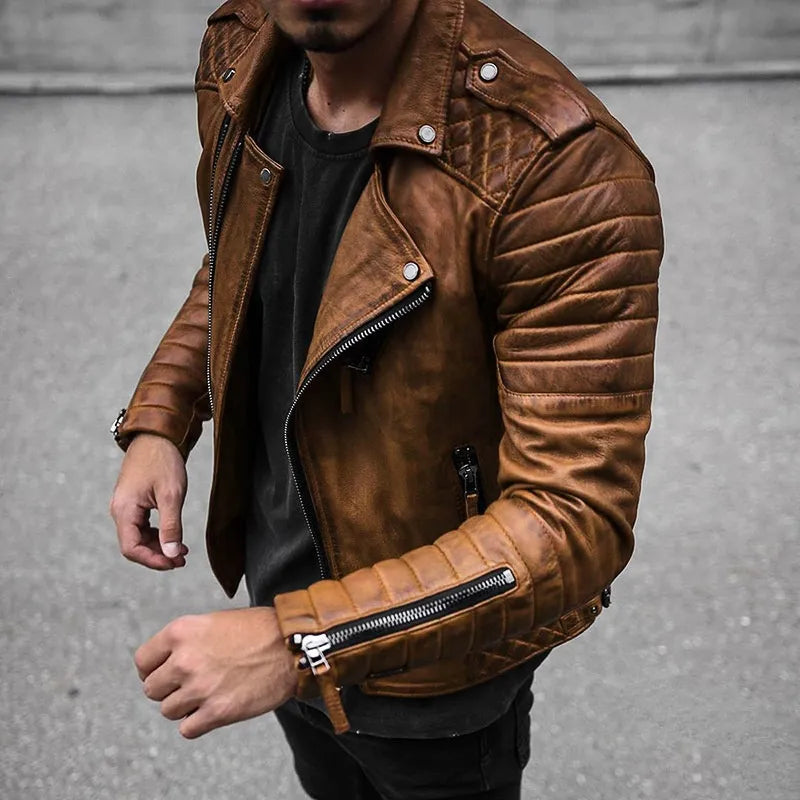 John | Men’s Trendy Zip-Up Moto Jacket