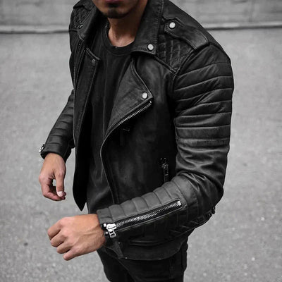 John | Men’s Trendy Zip-Up Moto Jacket