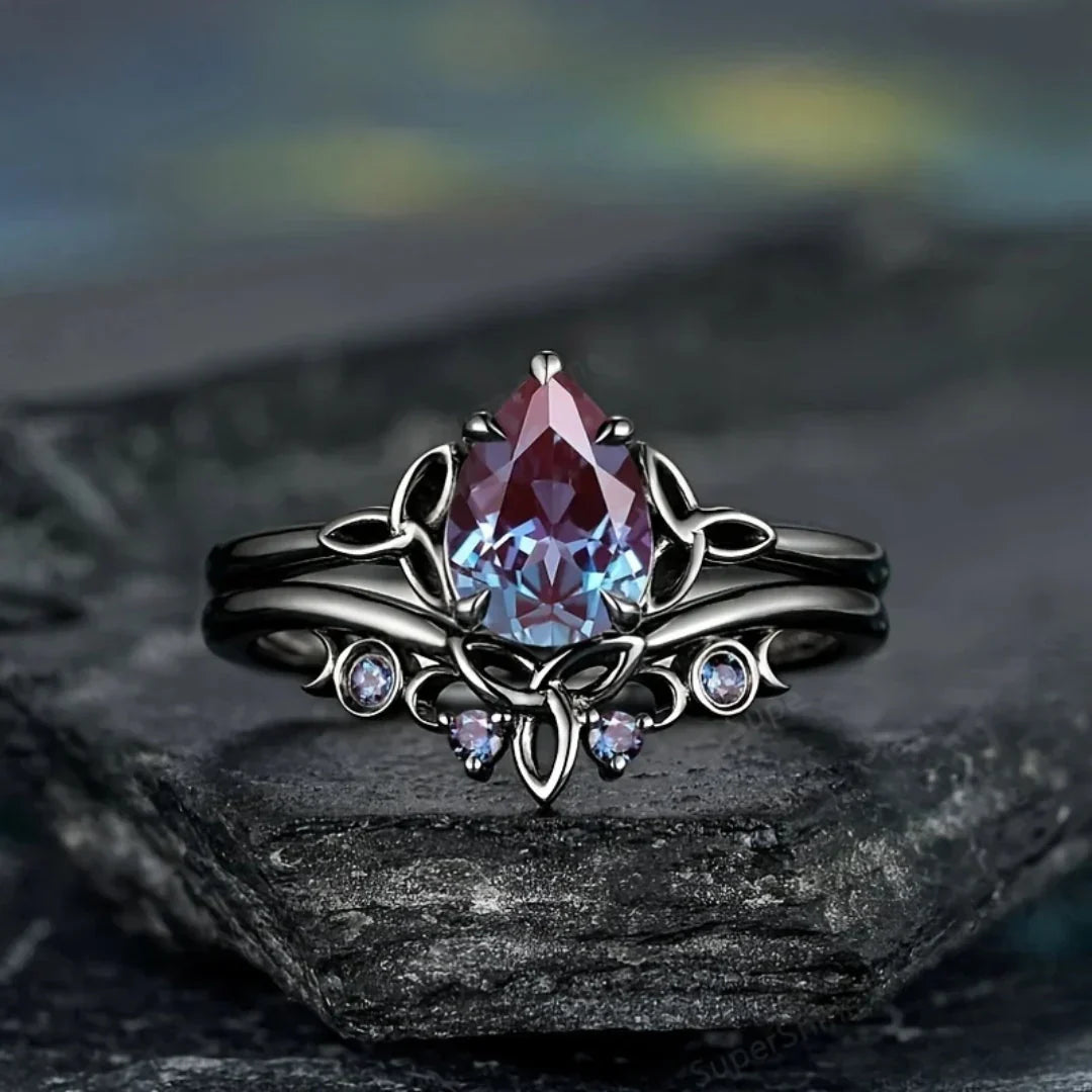 Amethyst Layers Ring | White Gold 18k