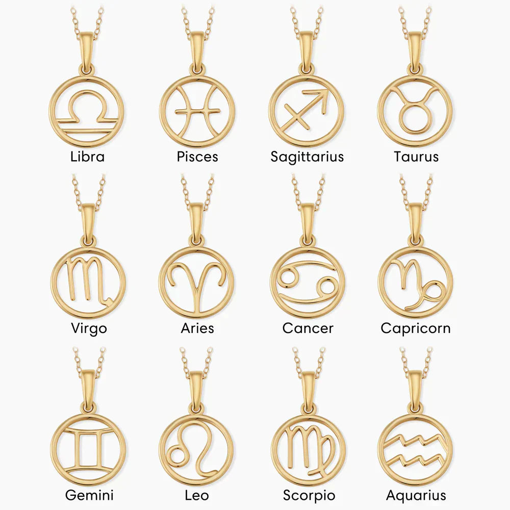 Zodiac sign necklace | White Gold 18k