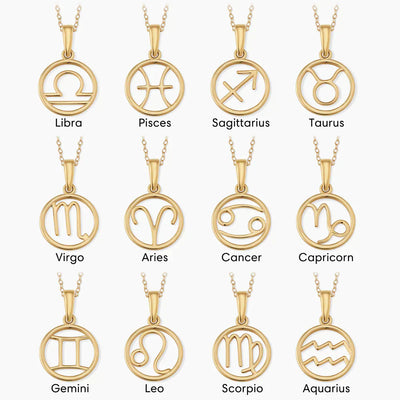 Zodiac sign necklace | White Gold 18k
