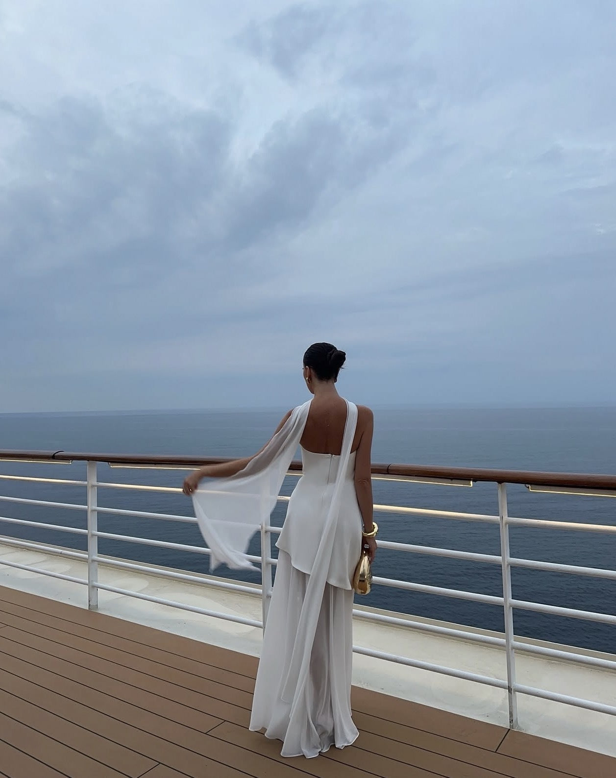 Ariadne | Strapless Patchwork Mesh Asymmetrical Maxi Dress