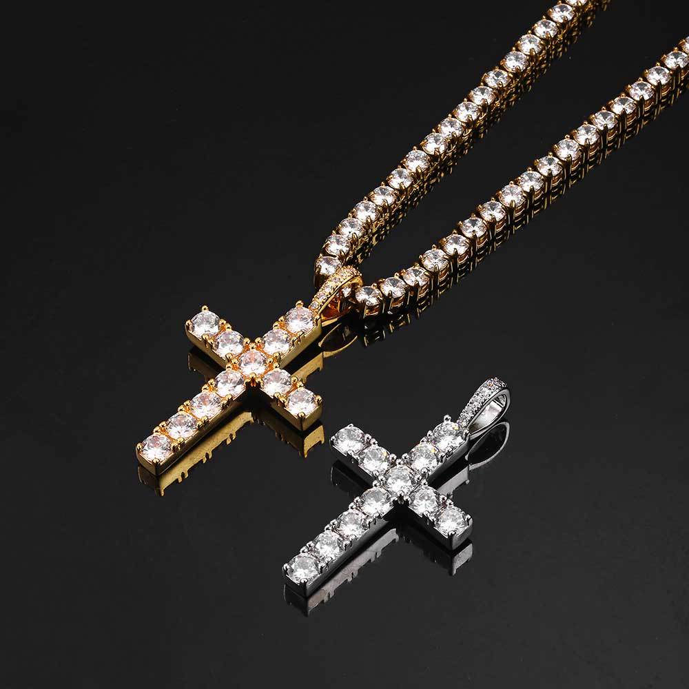 Moissanite cross necklace | White Gold 18k