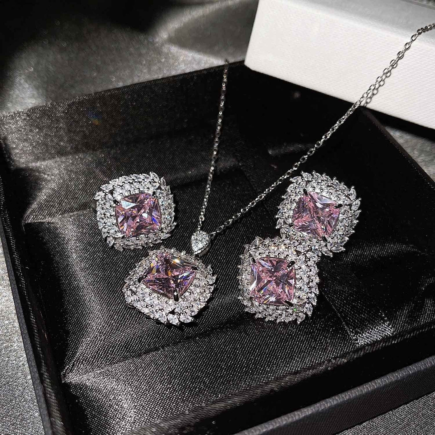 Caelith Verdane Pink Set | White Gold 16k
