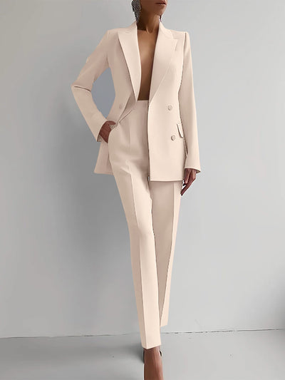 Monroe - Casual Solid Color Blazer & Pants Set