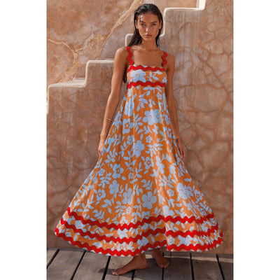 Wrenley - Boho Slash Neck Maxi Dress